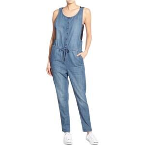 EUC Volcom Painterly Denim Chambray slim leg Jumpsuit Size XS